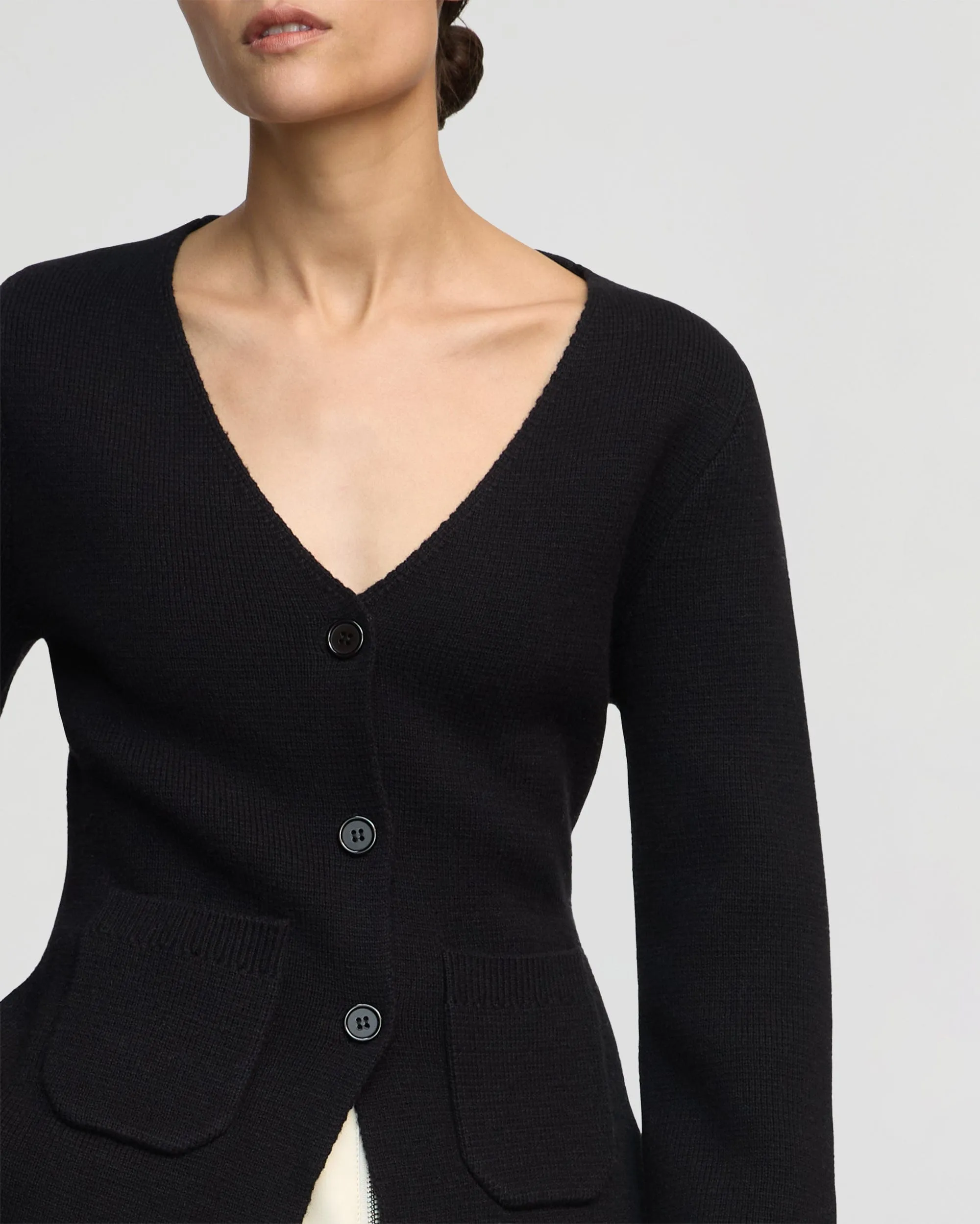 Maeve Organic Cotton-Wool V-Neck Cardigan