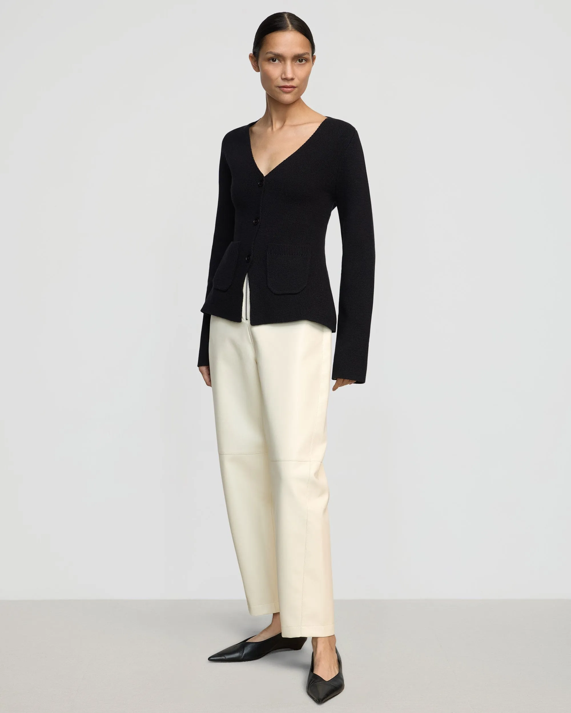 Maeve Organic Cotton-Wool V-Neck Cardigan