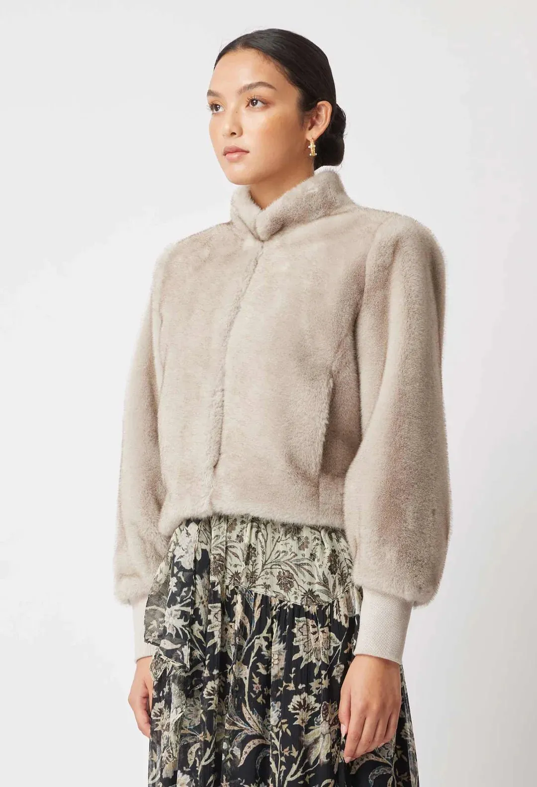 Mahra Faux Fur Cropped Jacket  Mink