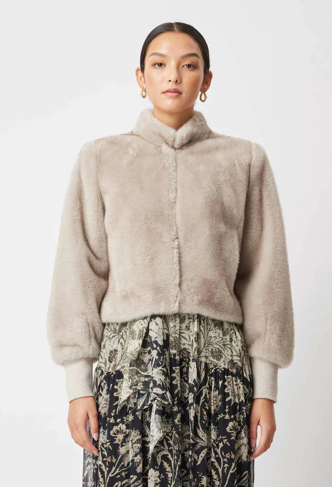Mahra Faux Fur Cropped Jacket  Mink
