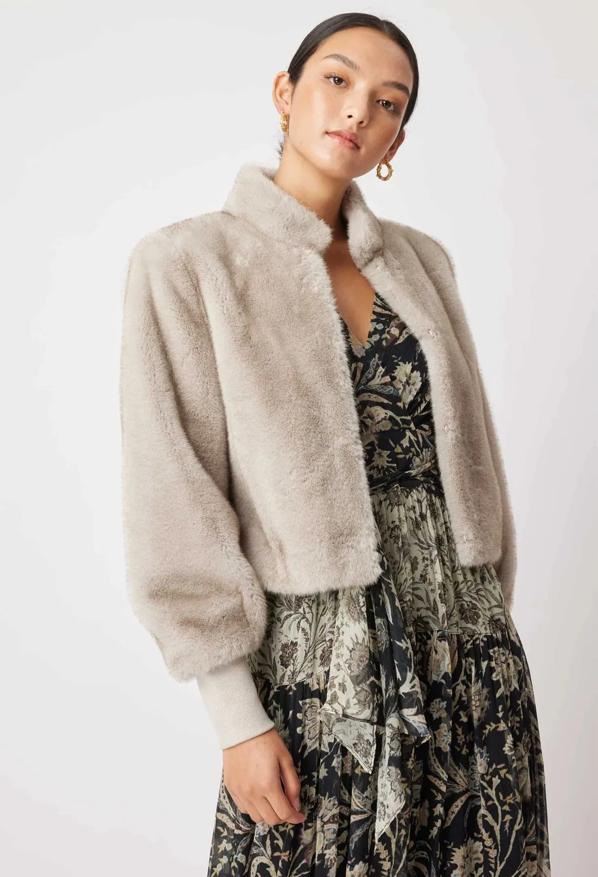 Mahra Faux Fur Cropped Jacket  Mink