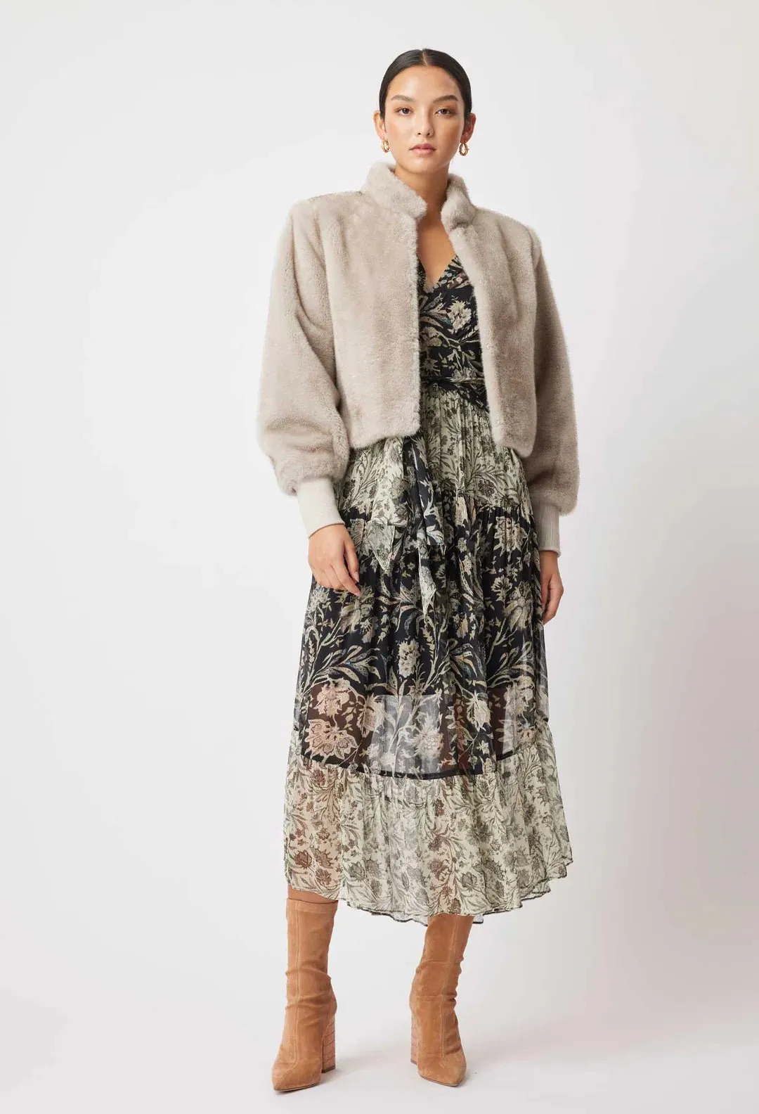 Mahra Faux Fur Cropped Jacket  Mink