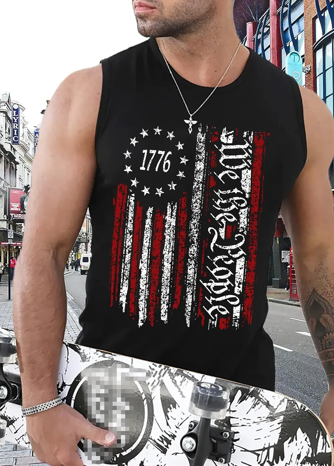 MAIHUN American Flag Tank Tops for Men 4th of July Shirts Patriotic Sleeveless Muscle Tees