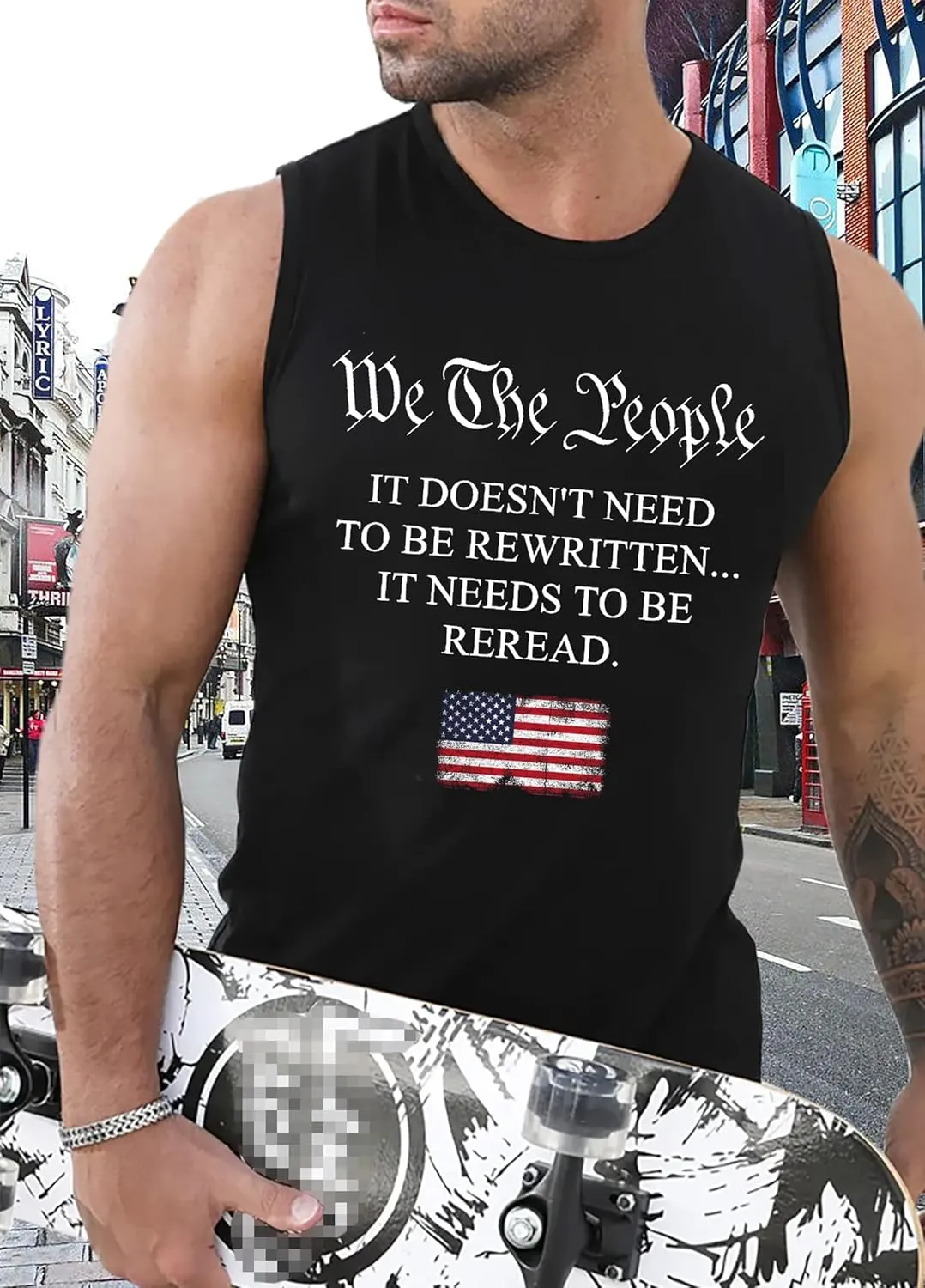 MAIHUN American Flag Tank Tops for Men 4th of July Shirts Patriotic Sleeveless Muscle Tees