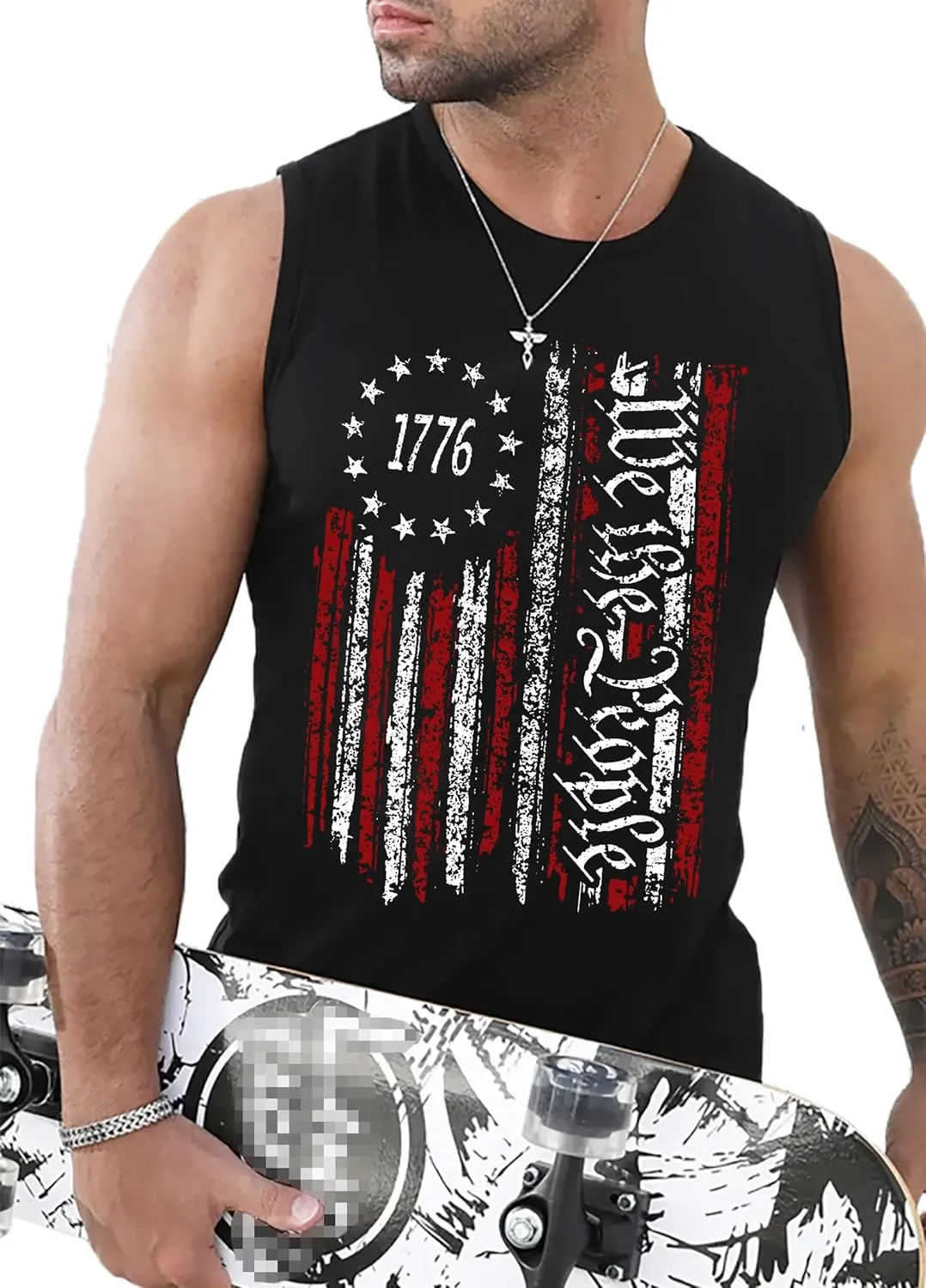 MAIHUN American Flag Tank Tops for Men 4th of July Shirts Patriotic Sleeveless Muscle Tees