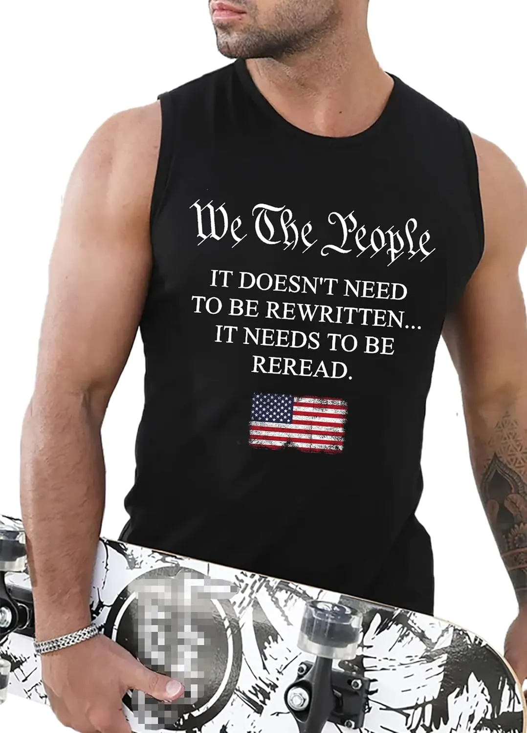 MAIHUN American Flag Tank Tops for Men 4th of July Shirts Patriotic Sleeveless Muscle Tees