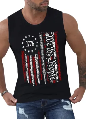 MAIHUN American Flag Tank Tops for Men 4th of July Shirts Patriotic Sleeveless Muscle Tees