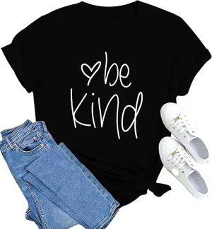 MAIHUN Be Kind Shirt for Women Tie Dye Rainbow T Shirt Inspirational Teacher Tees Tops Blessed Short Sleeve