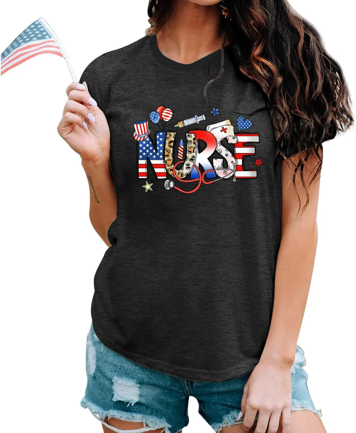 MAIHUN Women Nurse Life Shirt Nurse Letter Print Tee Tops Nurse Day Gifts Shirts Inspirational Short Sleeve