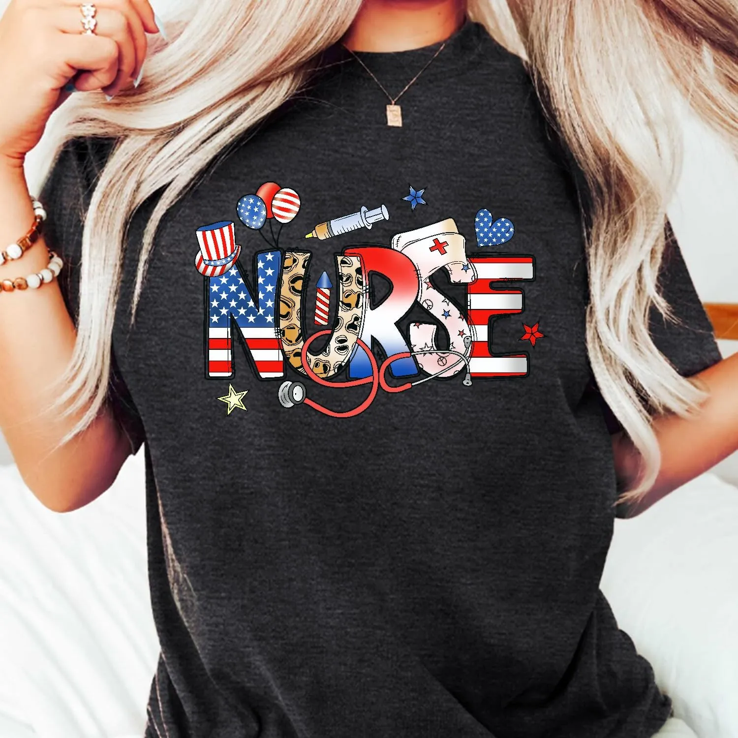 MAIHUN Women Nurse Life Shirt Nurse Letter Print Tee Tops Nurse Day Gifts Shirts Inspirational Short Sleeve