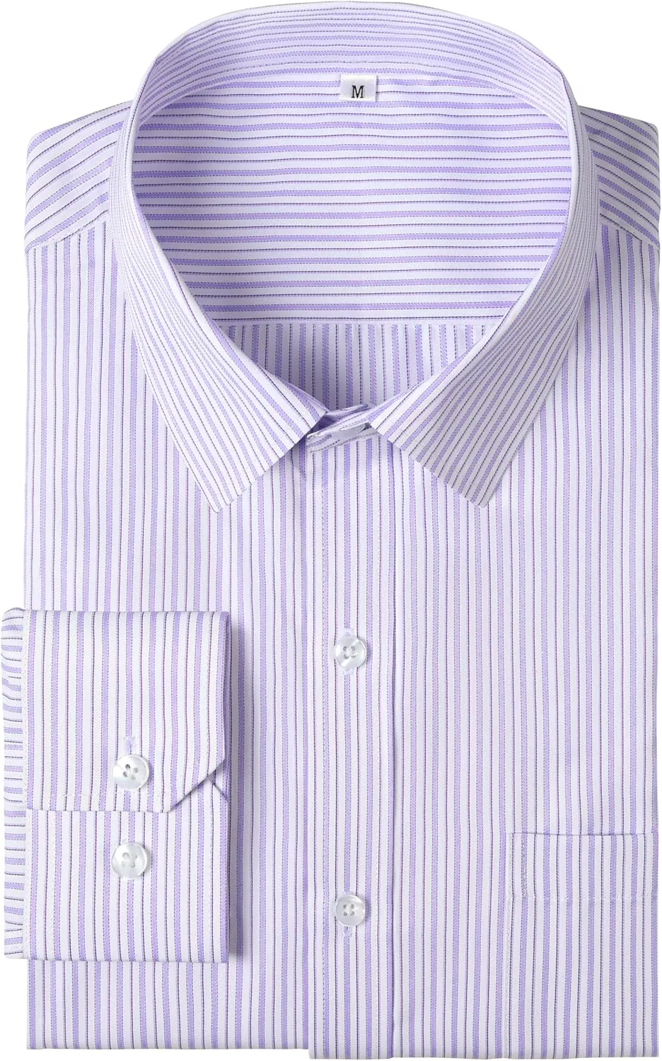 Men Button Down Long Sleeve Striped Dress Shirt Business Casual Shirt with Pocket Regular Grade 4 Wrinkle-Resistant