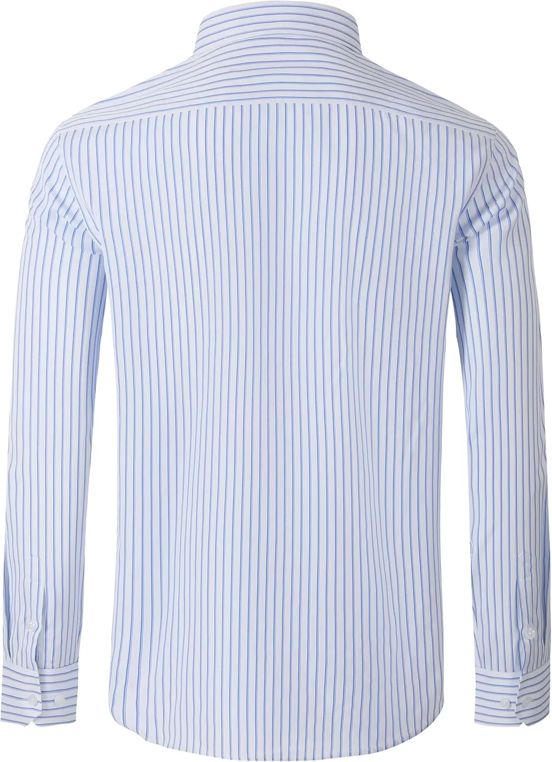 Men Button Down Long Sleeve Striped Dress Shirt Business Casual Shirt with Pocket Regular Grade 4 Wrinkle-Resistant