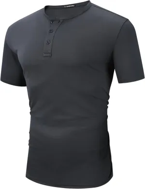 Men Henley Shirts Long Sleeve Polo Shirt Basic Tee Casual T-Shirt Button Collared Lightweight Quick Dry Top