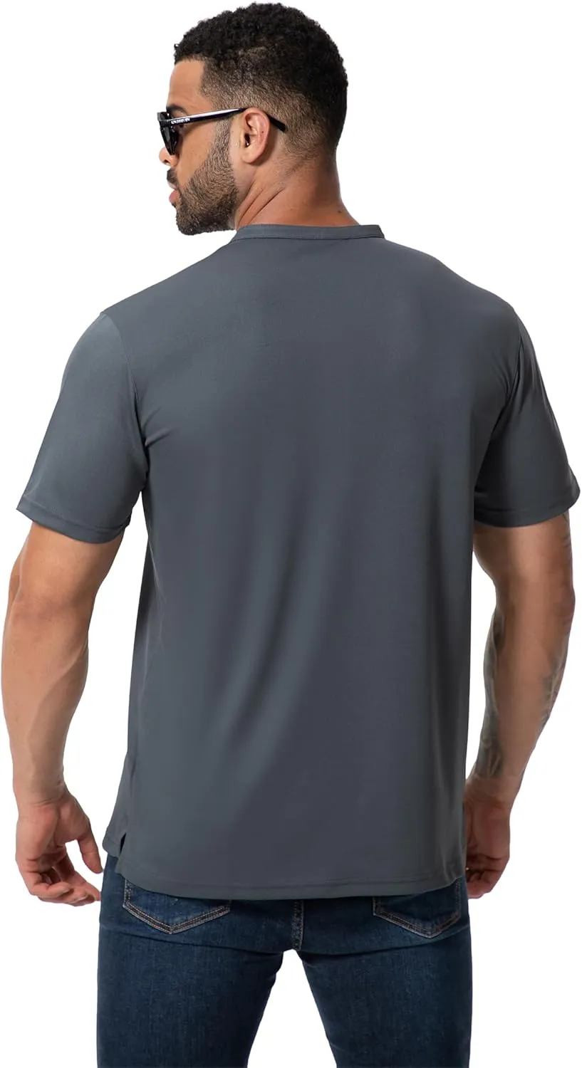 Men Henley Shirts Long Sleeve Polo Shirt Basic Tee Casual T-Shirt Button Collared Lightweight Quick Dry Top