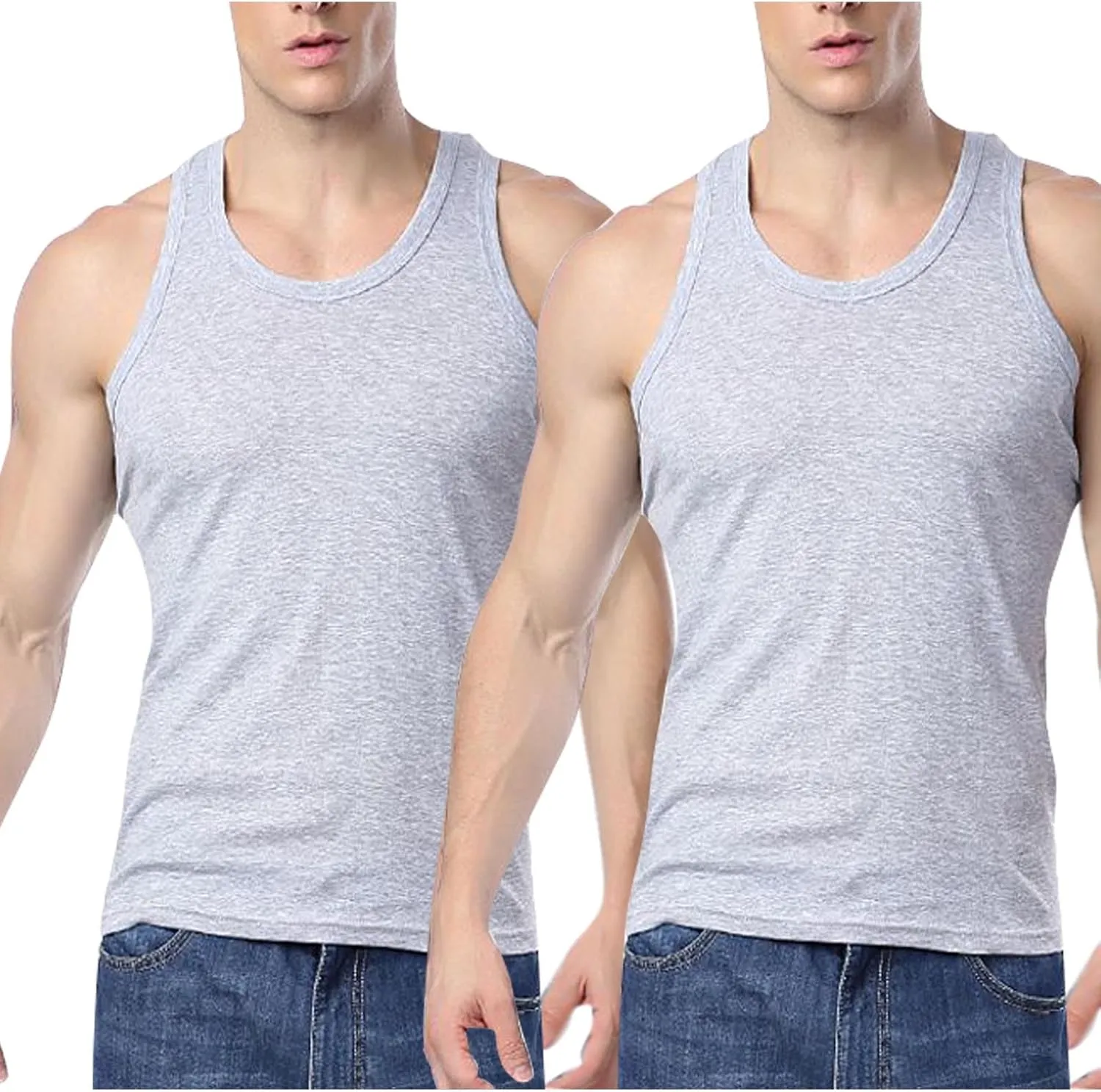Men's 2 Pack Tank Top Undershirts, Workout Fitness Sleeveless T Shirts Gym Muscle Tee Bodybuilding Athletic Tops