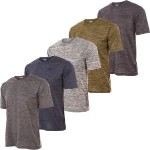 Mens Active T-Shirt - Quick-Dry Athletic Workout Training Crew Neck Short Sleeve Top 5 Pack