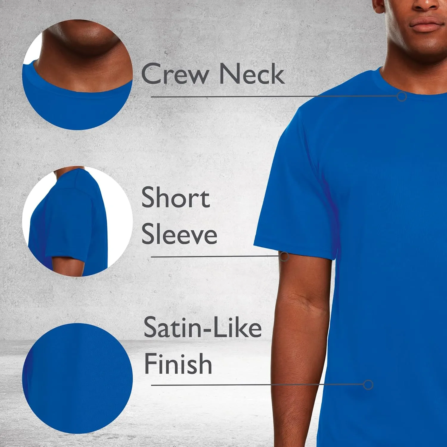 Mens Active T-Shirt - Quick-Dry Athletic Workout Training Stretch Crew Neck Short Sleeve Top 5 Pack