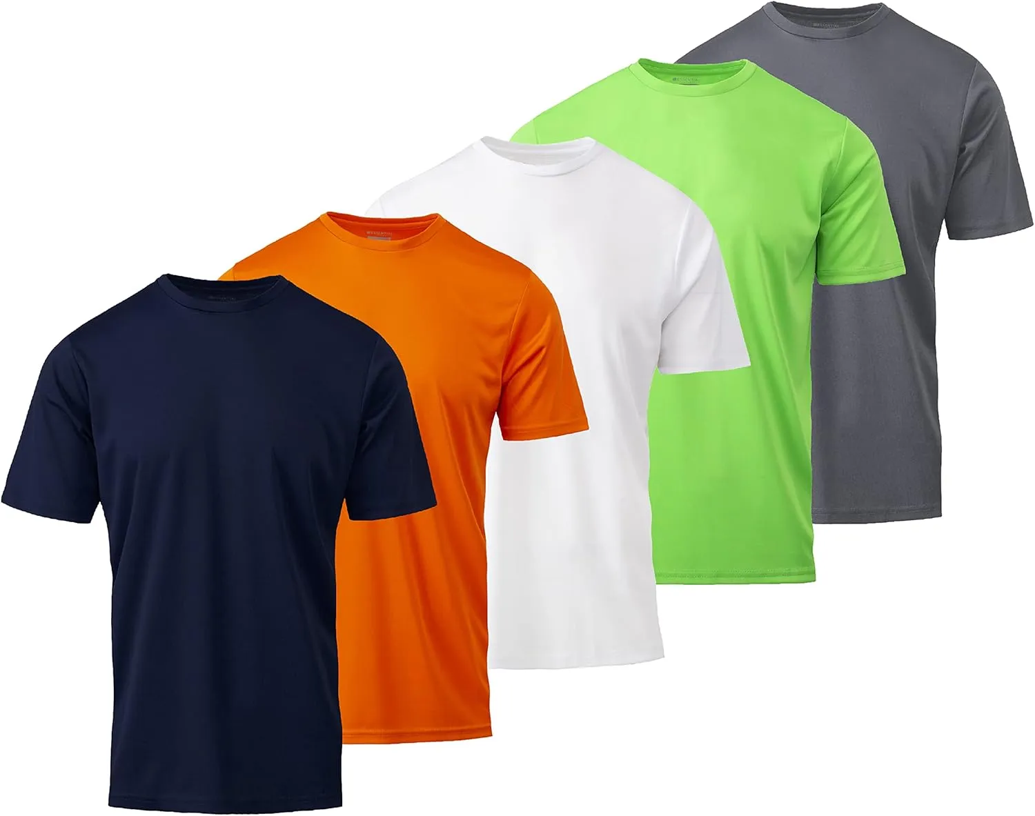 Mens Active T-Shirt - Quick-Dry Athletic Workout Training Stretch Crew Neck Short Sleeve Top 5 Pack
