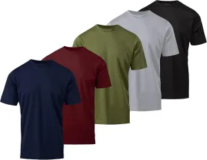 Mens Active T-Shirt - Quick-Dry Athletic Workout Training Stretch Crew Neck Short Sleeve Top 5 Pack