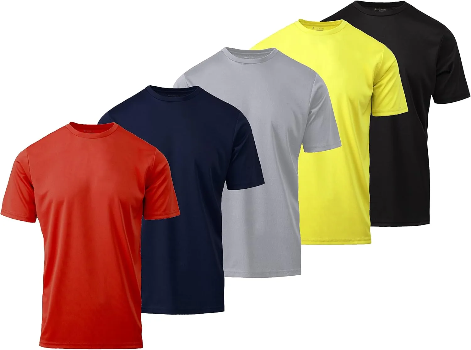 Mens Active T-Shirt - Quick-Dry Athletic Workout Training Stretch Crew Neck Short Sleeve Top 5 Pack