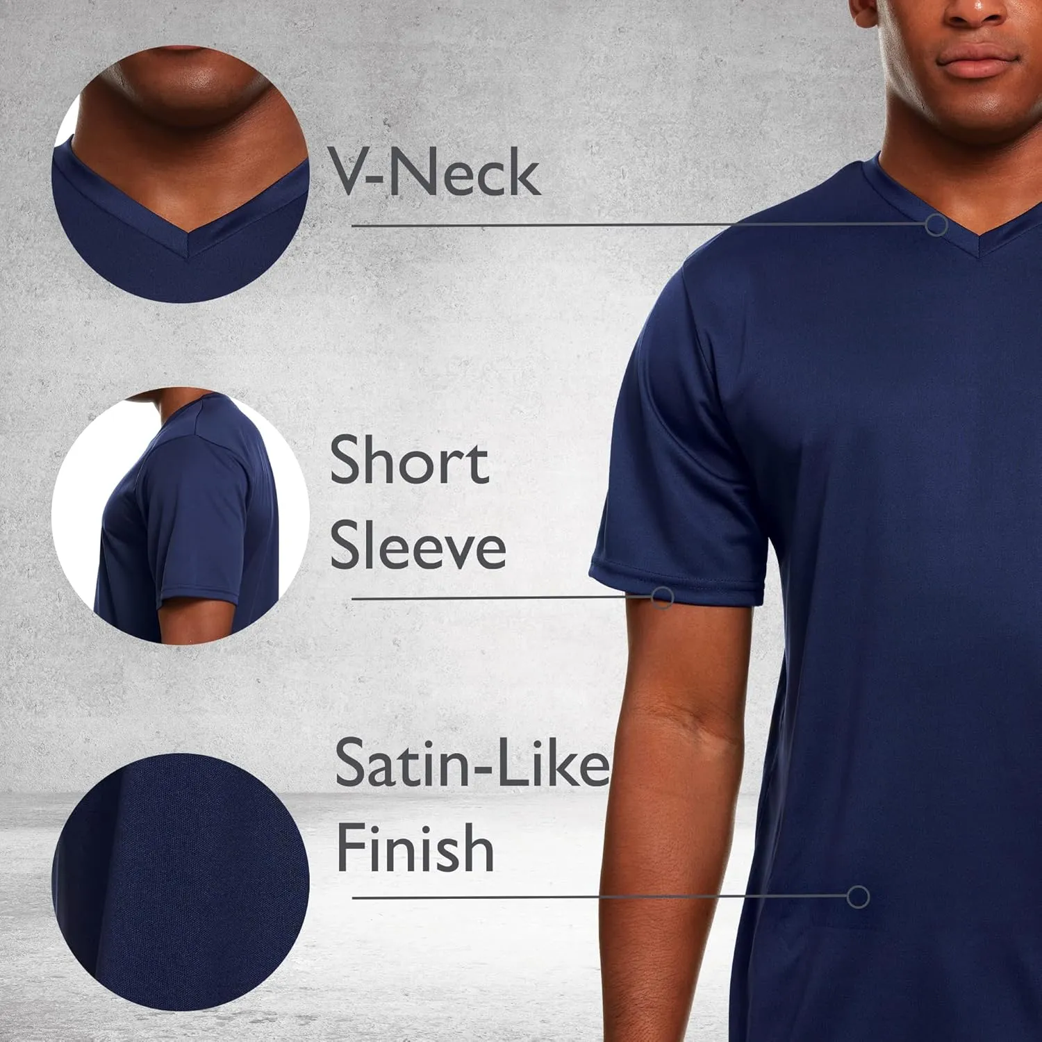 Mens Active T-Shirt - Quick-Dry Athletic Workout Training Stretch V-Neck Short Sleeve Top 5 Pack