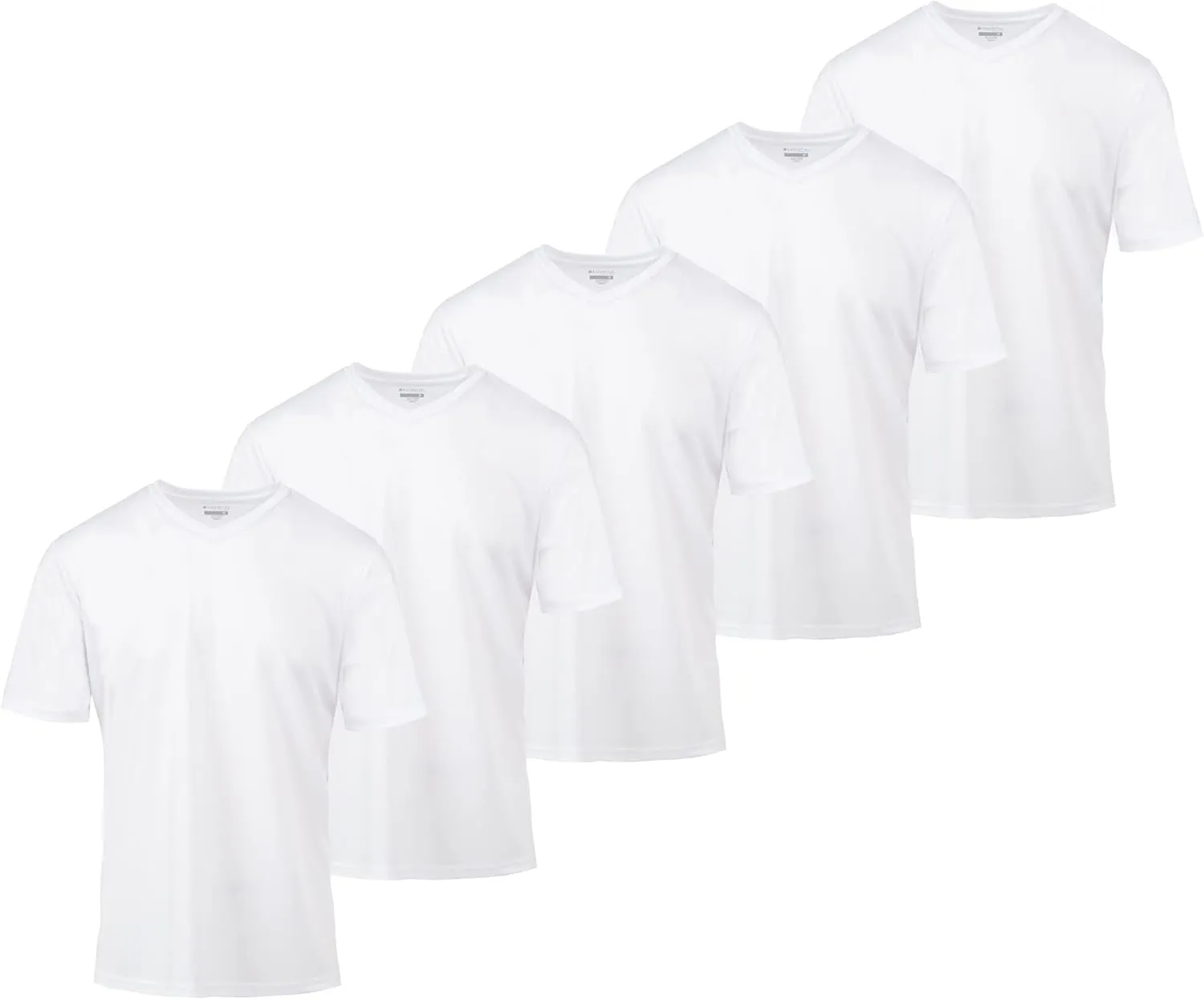 Mens Active T-Shirt - Quick-Dry Athletic Workout Training Stretch V-Neck Short Sleeve Top 5 Pack