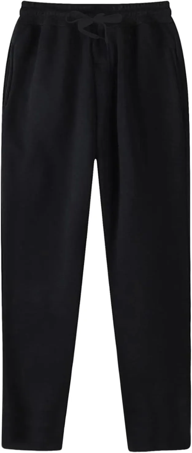 Men's Baggy Sweatpants Fleece Straight Leg Joggers, Workout Casual Pant Loose Athletic Trousers Elastic Waist Pockets