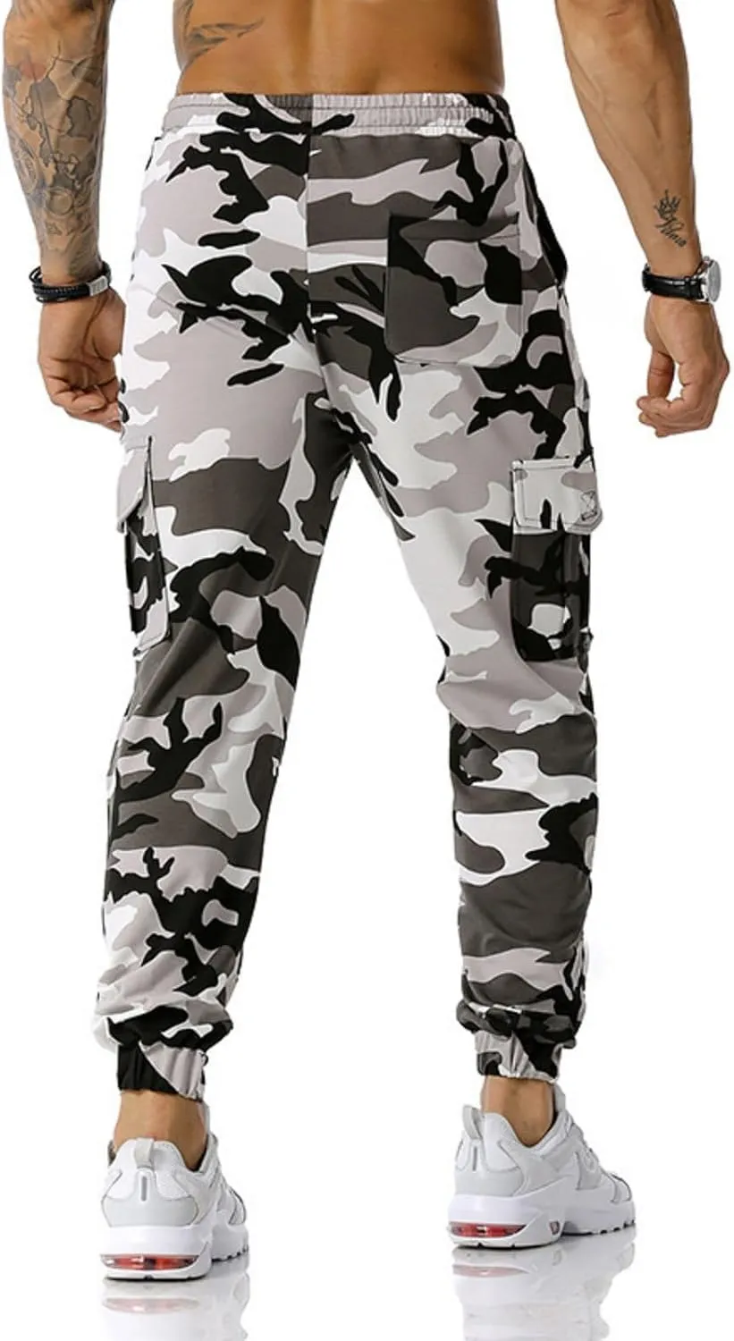 Mens Camo Joggers Sweatpants Stretch Casual Slim Fit Trendy Lightweight Cargo Pants Outdoor Training Athletic Trousers