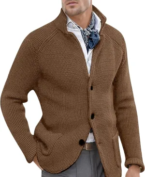 Mens Cardigan Sweater Cable Knit V Neck Button up Sweaters 2024 Winter Soft Warm Ribbed Cardigan Sweater Jacket with Pockets