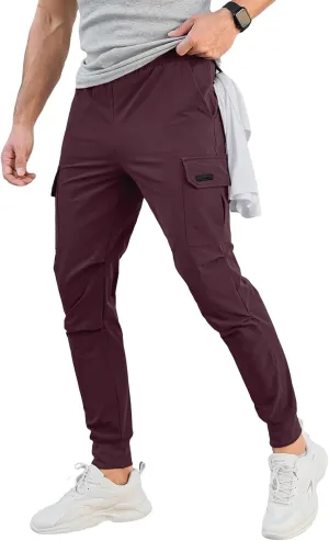 Men's Cargo Jogger Pants Stretch Sweatpants Slim Fit Tactical Pants Gym Athletic Workout Hiking Pants Casual Trousers