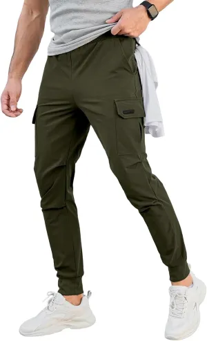 Men's Cargo Jogger Pants Stretch Sweatpants Slim Fit Tactical Pants Gym Athletic Workout Hiking Pants Casual Trousers
