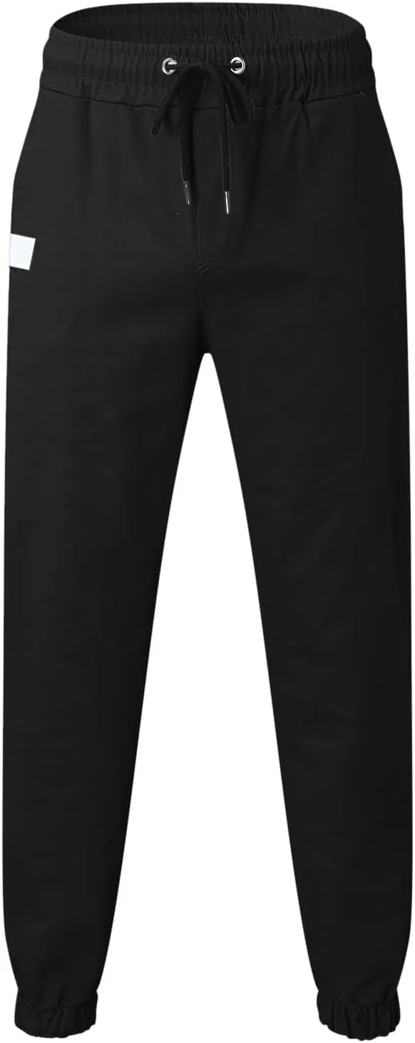 Mens Cargo Joggers Pants Casual Twill Chino Cotton Elastic Drawstring Outdoor Hiking Sweatpants Pants