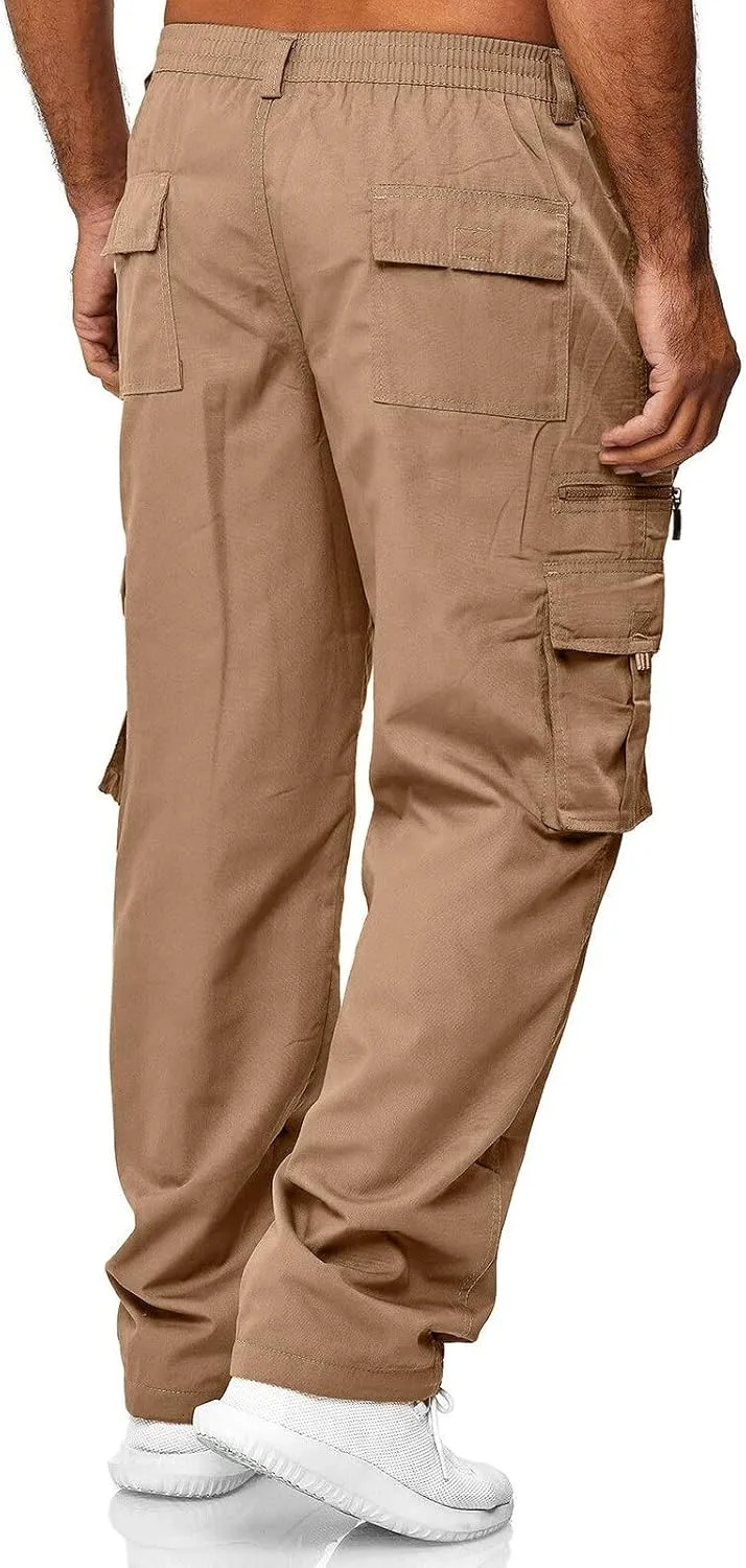 Men's Cargo Pants Straight Leg Hiking Joggers Lightweight Loose Pants Outdoor Streetwear Trousers with Pocket