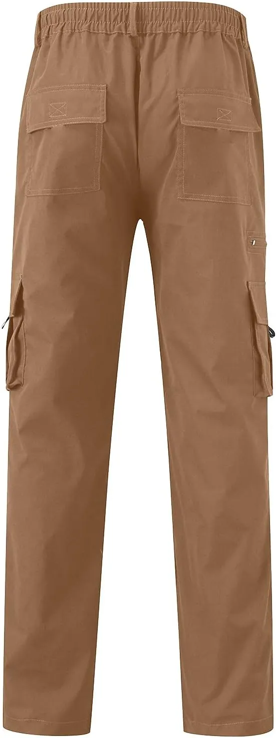 Men's Cargo Pants Straight Leg Hiking Joggers Lightweight Loose Pants Outdoor Streetwear Trousers with Pocket