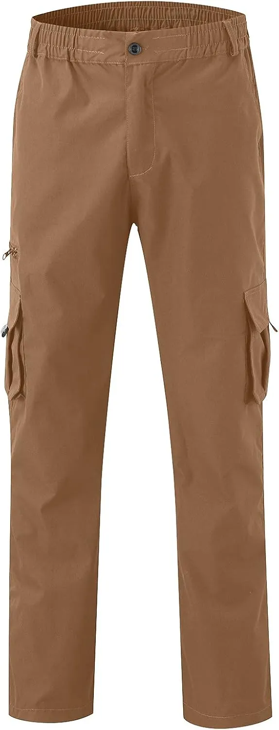Men's Cargo Pants Straight Leg Hiking Joggers Lightweight Loose Pants Outdoor Streetwear Trousers with Pocket
