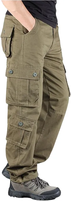 Men's Casual Cargo Pants Lightweight Hiking Work Elastic Waist Tactical Pants