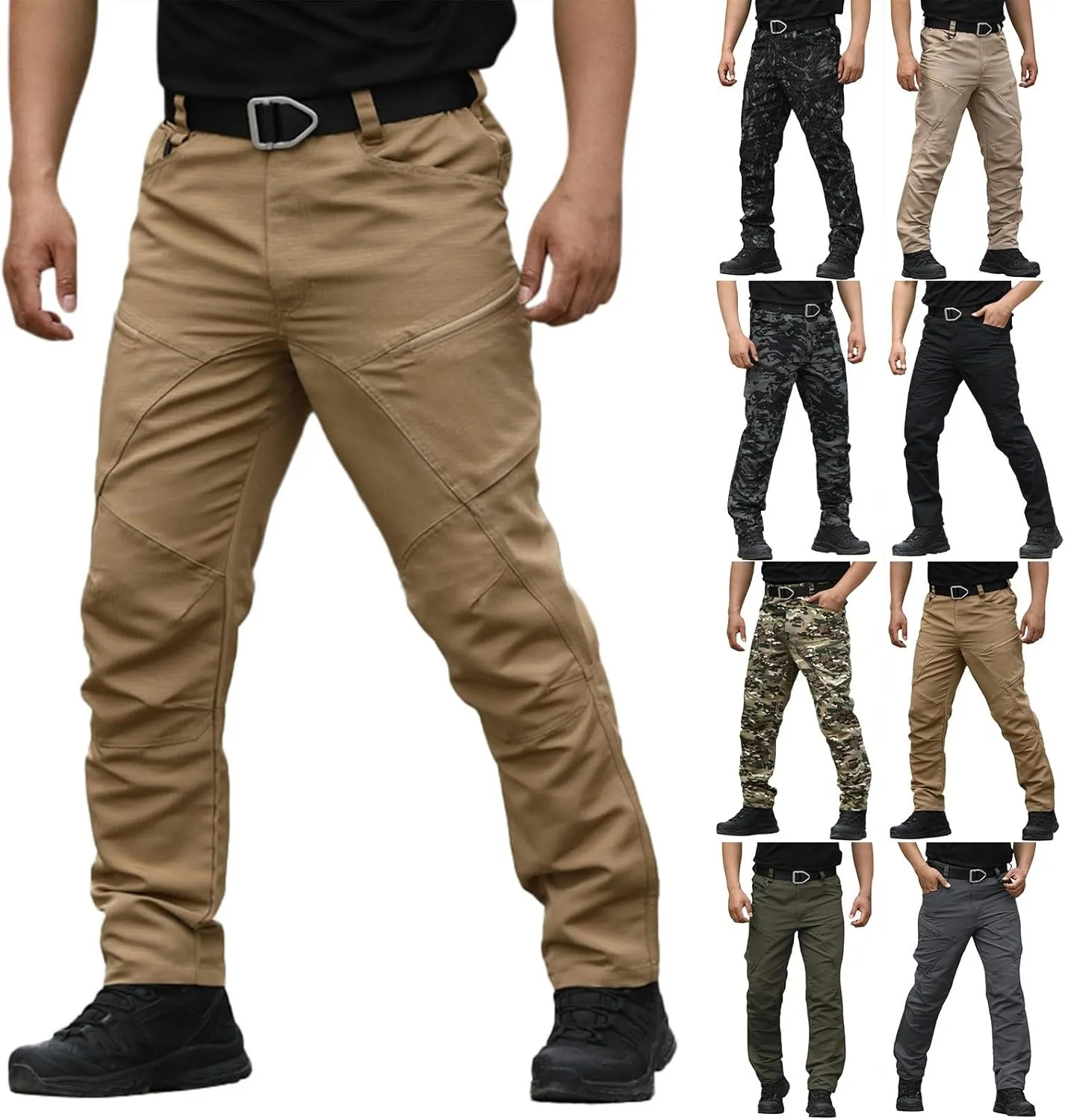 Mens Casual Joggers Pant 2024 Drawstring Chino Cargo Pants Hiking Outdoor Twill Track Jogging Sweatpants Pants