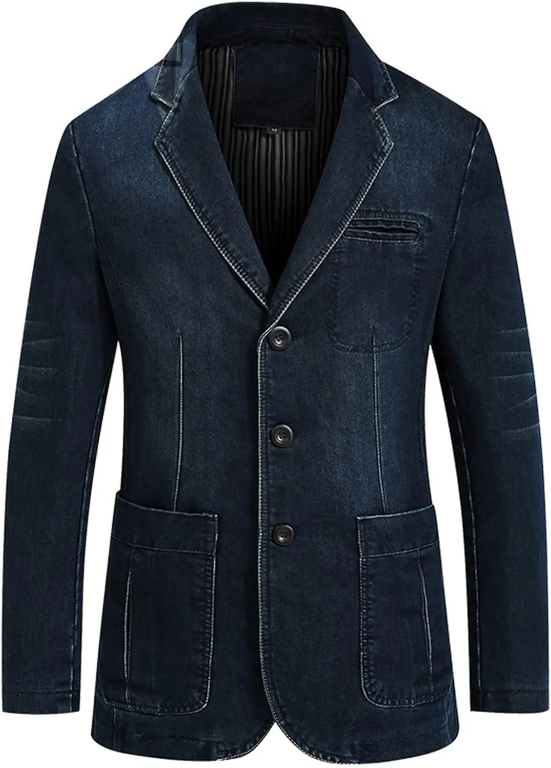 Men's Casual Solid Cotton Denim Jacket Classic Fit Vintage Distressed Western Cowboy Trucker Jackets