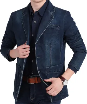 Men's Casual Solid Cotton Denim Jacket Classic Fit Vintage Distressed Western Cowboy Trucker Jackets