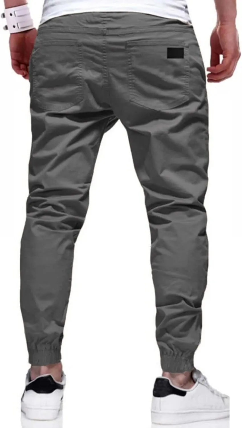 Mens Chino Cargo Pants Hippie Slim Casual Drawstring Sweatpants Outdoor Athletic Fitness Cotton Fashion Trousers
