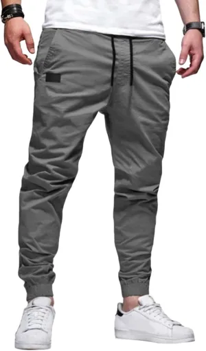 Mens Chino Cargo Pants Hippie Slim Casual Drawstring Sweatpants Outdoor Athletic Fitness Cotton Fashion Trousers