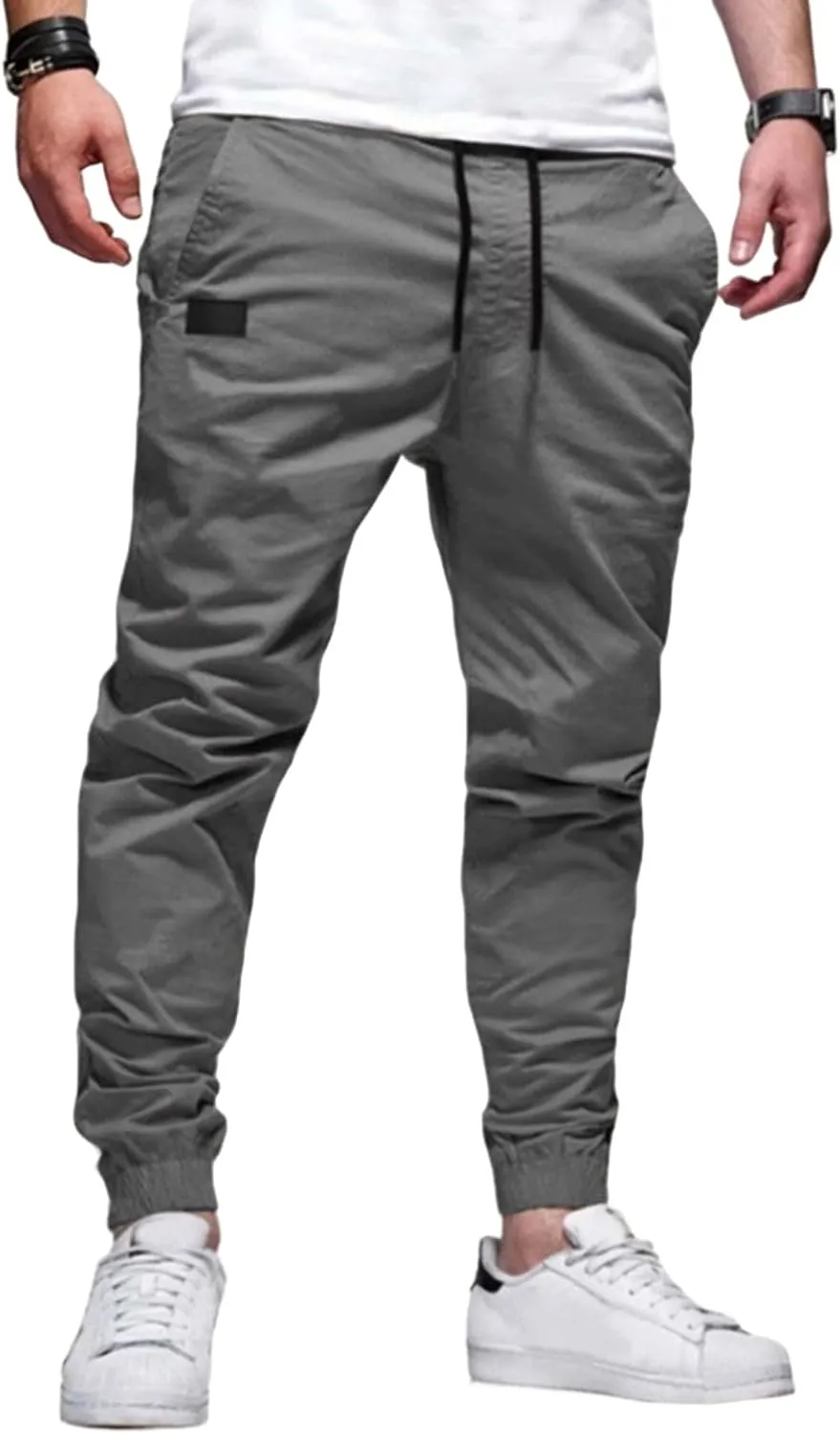 Mens Chino Cargo Pants Hippie Slim Casual Drawstring Sweatpants Outdoor Athletic Fitness Cotton Fashion Trousers
