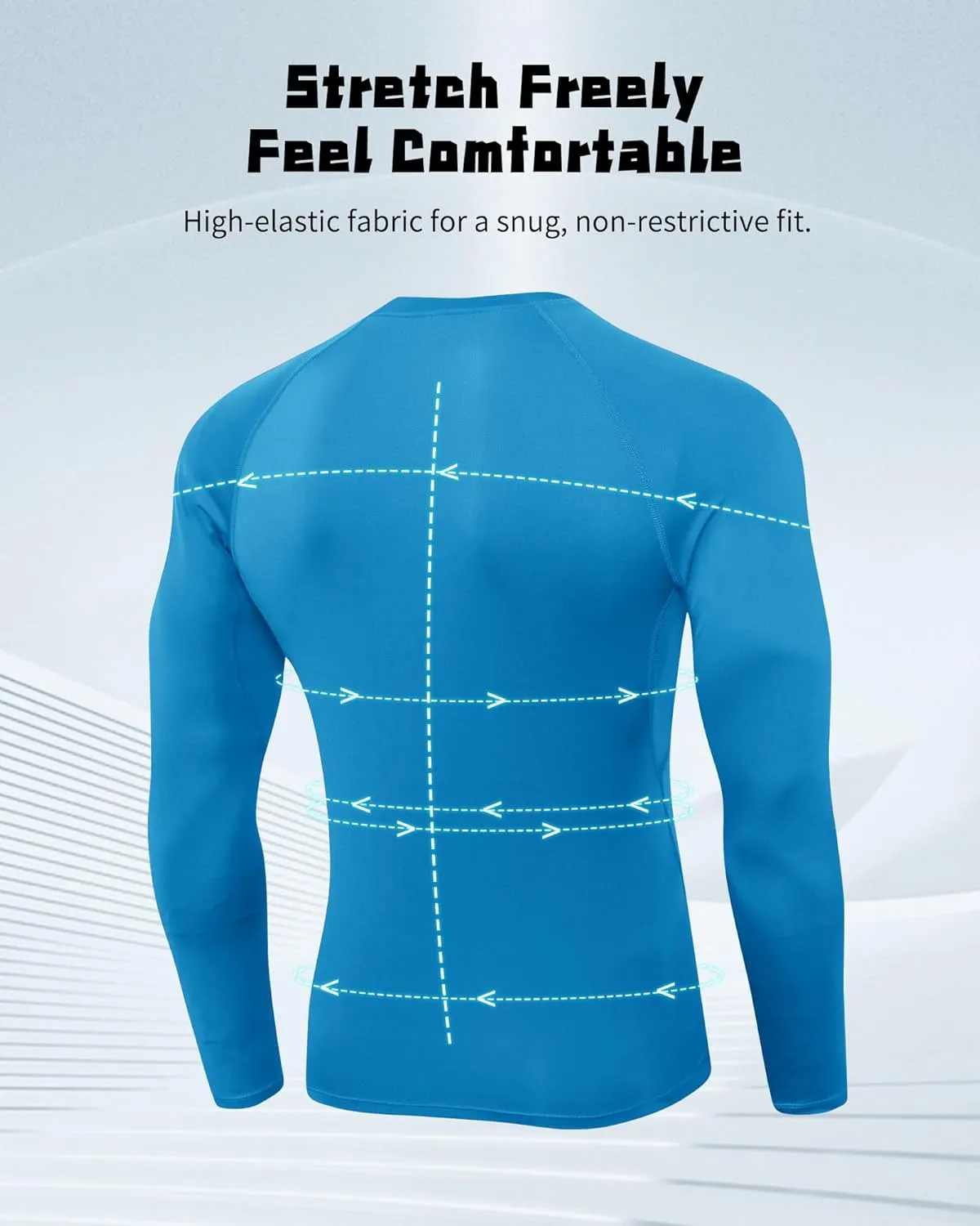 Men's Compression Shirt Long Sleeve Cool Dry Athletic Sports Baselayer Undershirts Running Workout Gym Top T-Shirt