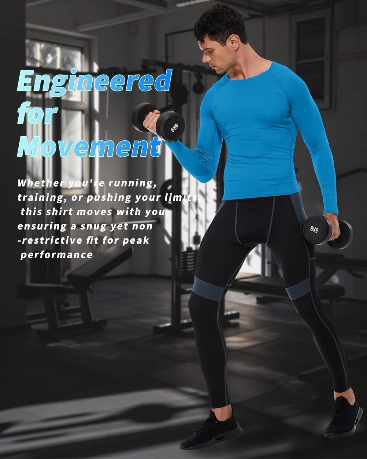 Men's Compression Shirt Long Sleeve Cool Dry Athletic Sports Baselayer Undershirts Running Workout Gym Top T-Shirt