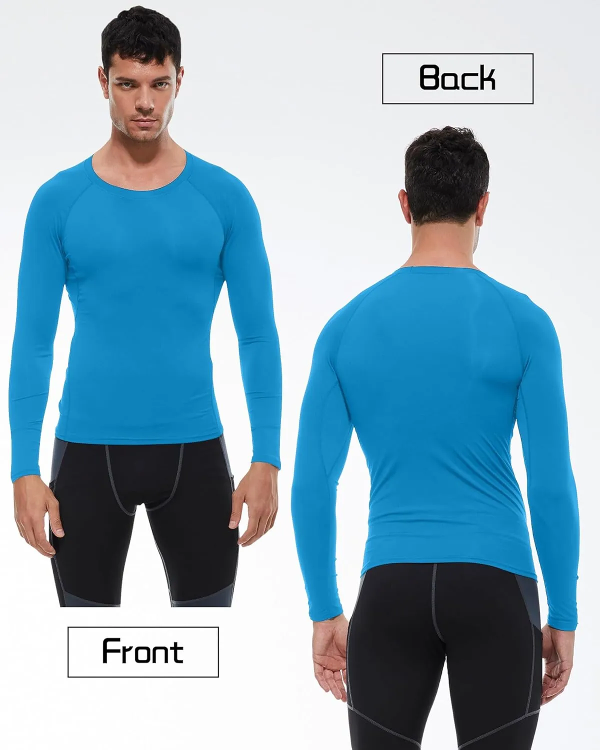 Men's Compression Shirt Long Sleeve Cool Dry Athletic Sports Baselayer Undershirts Running Workout Gym Top T-Shirt