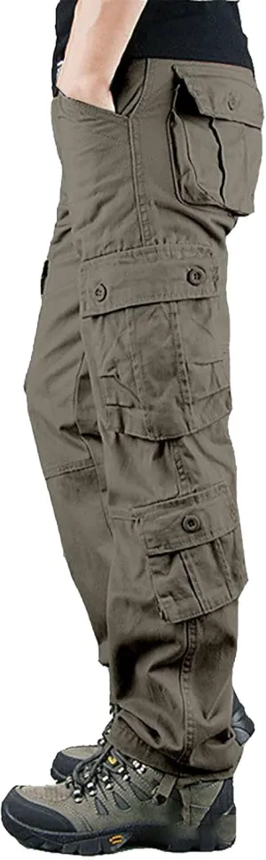 Men's Cotton Casual Pant Mens Casual Waist Color Sports Hat Multi Woven Pocket Foot Rope Solid Pants Outdoor Apparel