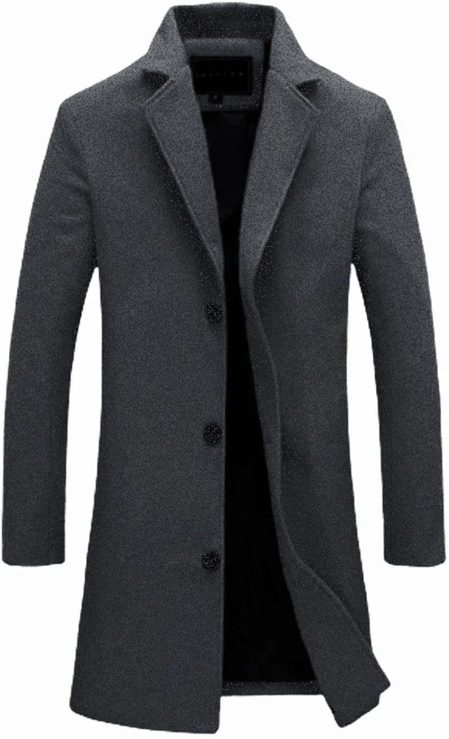 Mens Double Breasted Trench Coat Notched Collar Long Jacket Wool Blend Pea Coat Smart Casual Business Overcoat Big&Tall