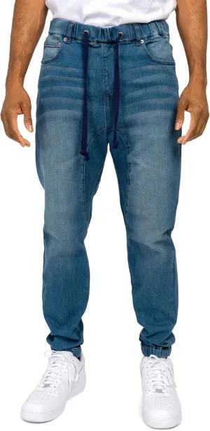 Men's Drop Crotch Joggers Denim Jean Pants