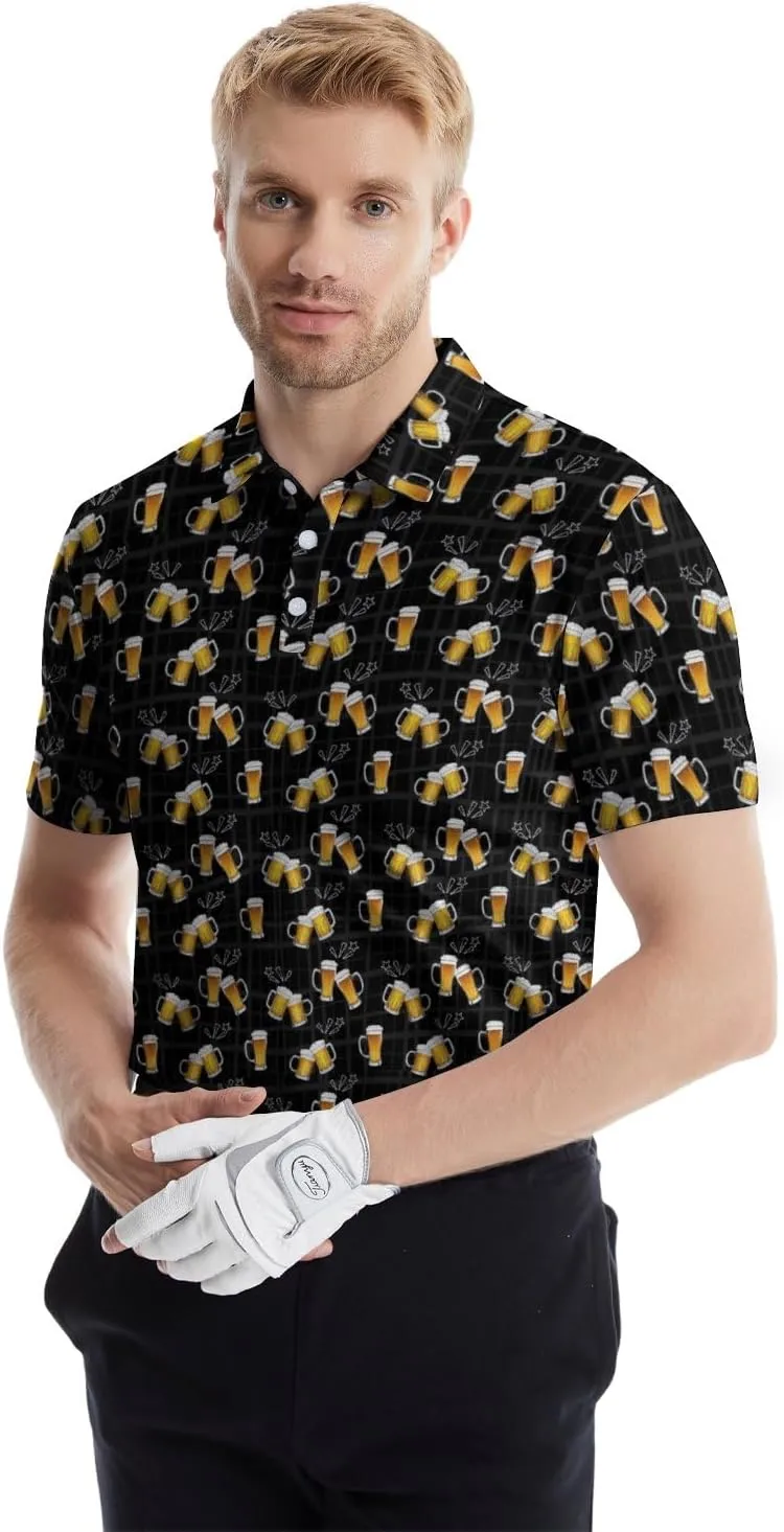 Men's Golf Shirts Funny Polo Shirt Moisture Wicking Golf Shirt Quick-Dry Polo Shirts Short Sleeve Funny Theme Outfits for Men