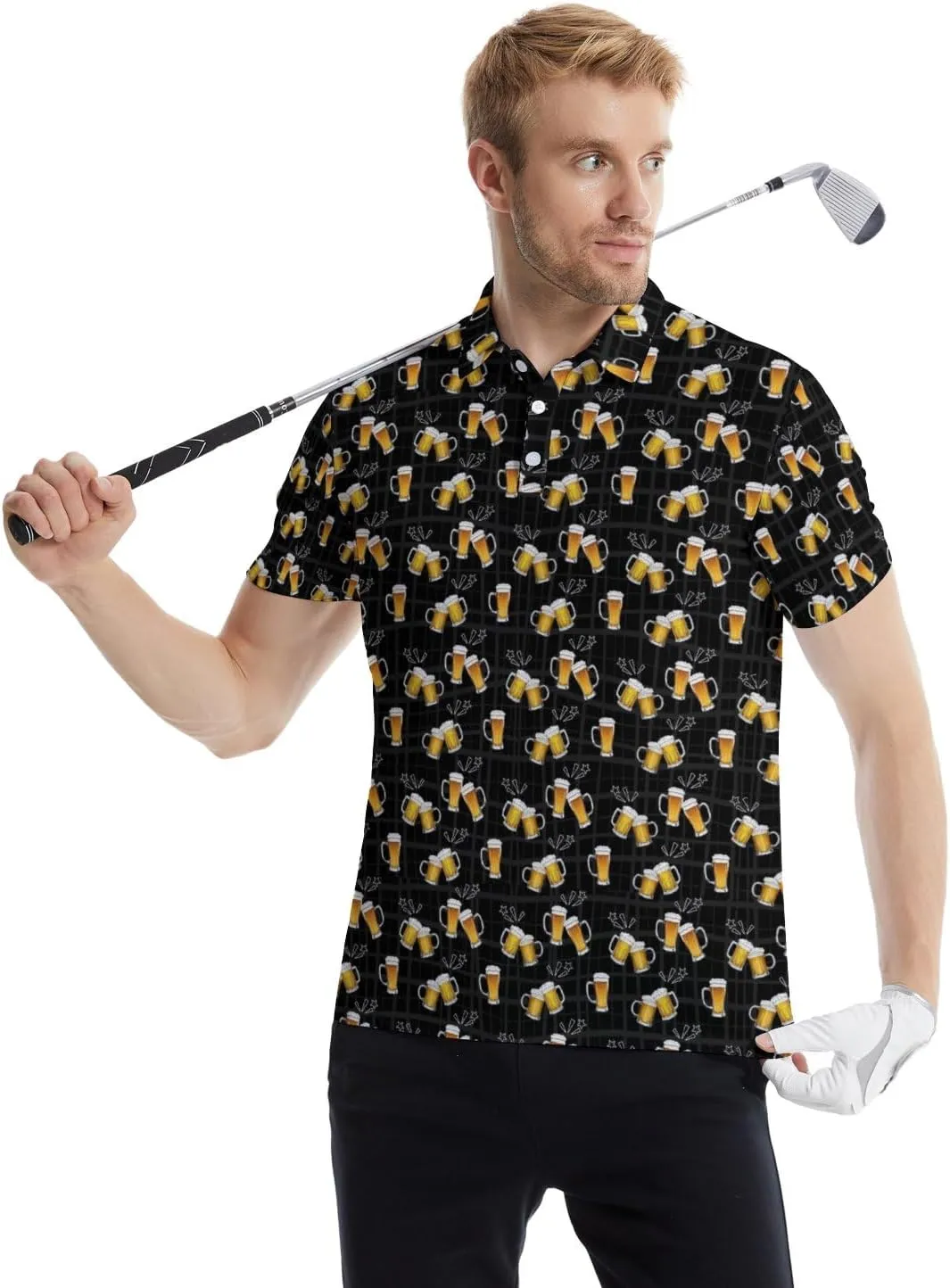 Men's Golf Shirts Funny Polo Shirt Moisture Wicking Golf Shirt Quick-Dry Polo Shirts Short Sleeve Funny Theme Outfits for Men